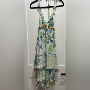 Patrizia Pepe Halter Neck Dress - Blue and Green Floral